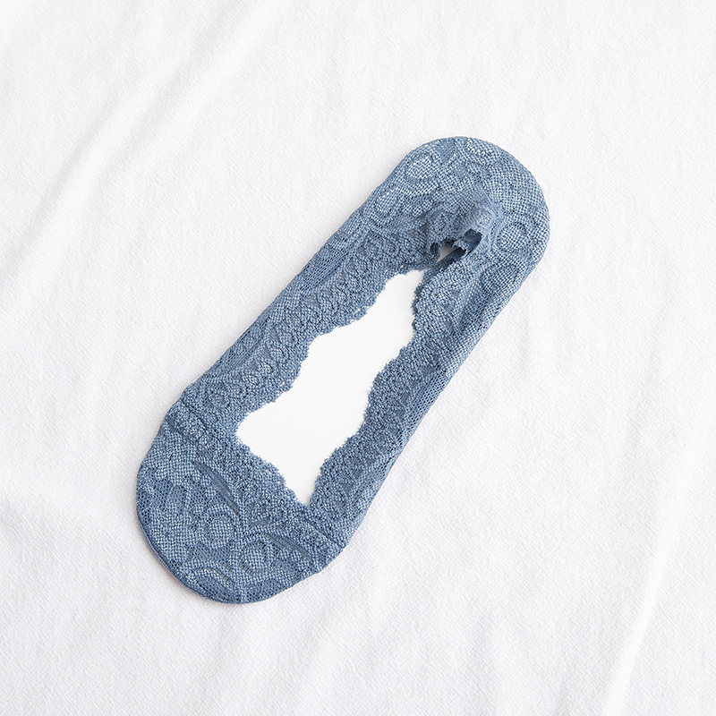 Wholesale summer bright lace silicone anti slip invisible socks for women